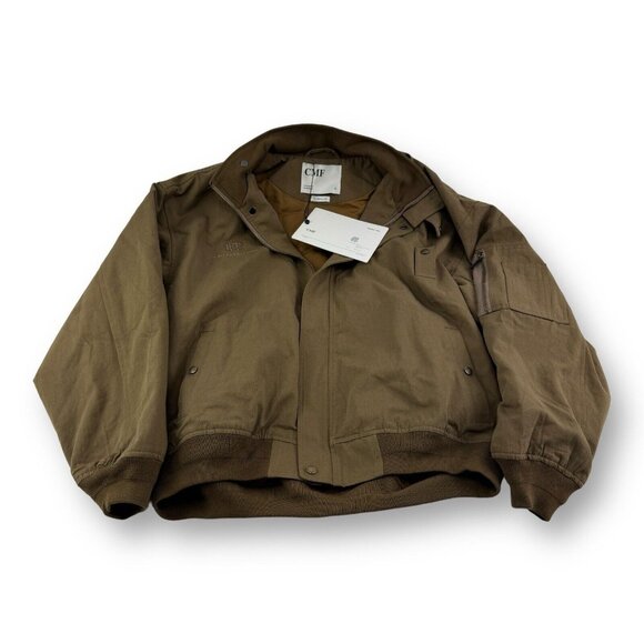 NWT CMFound Forest Brown Full Zip Cotton Military Style Bomber